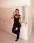 Flex Cut-Out Flared Jumpsuit in Black