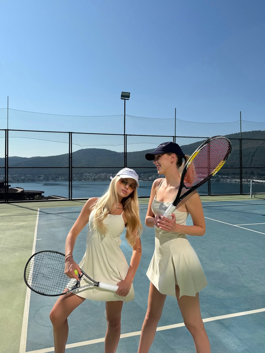 Pantera Open-Back Tennis Dress Jumpsuit in Ivory